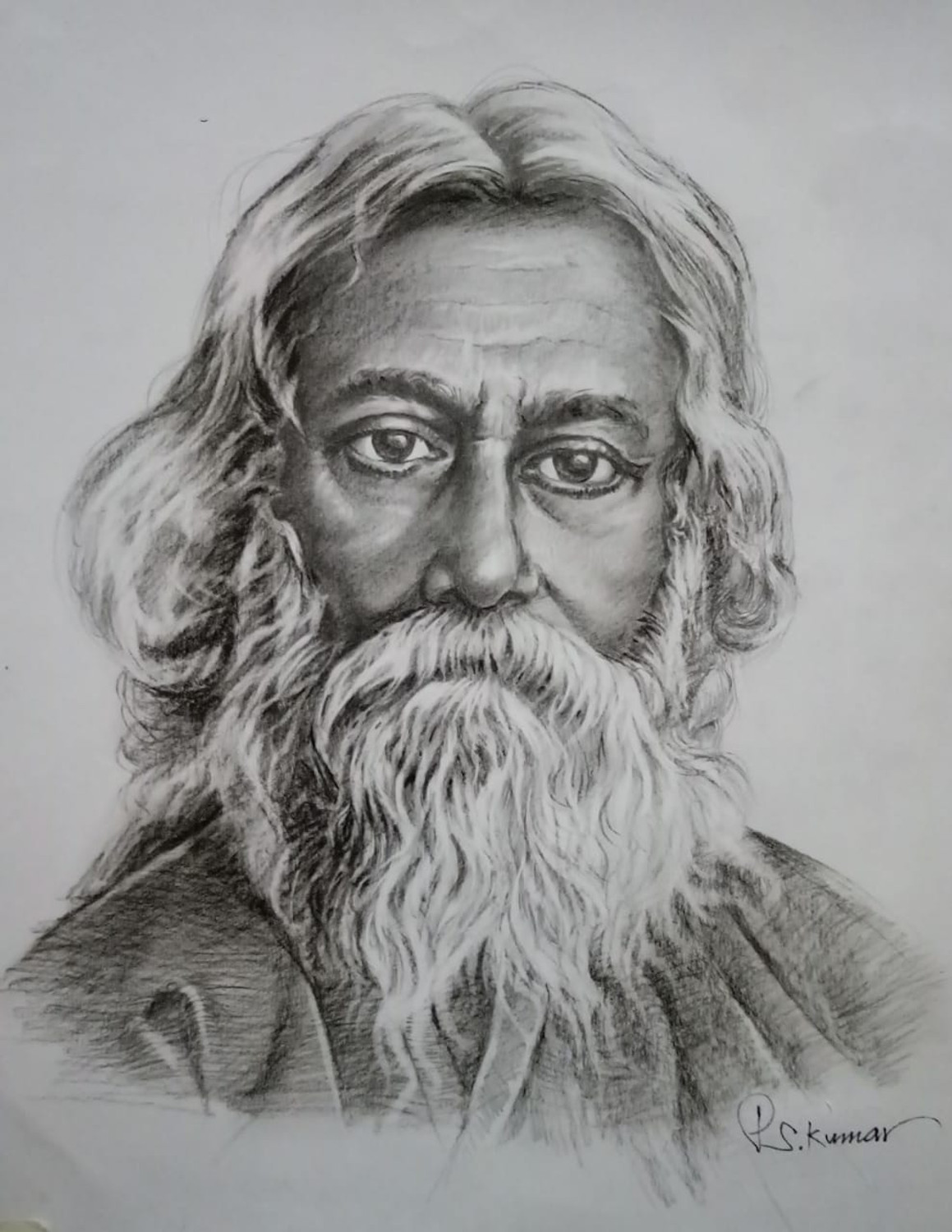 How to draw Rabindranath Tagore / step by step - YouTube